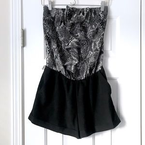 Express black gray snake ruffle romper